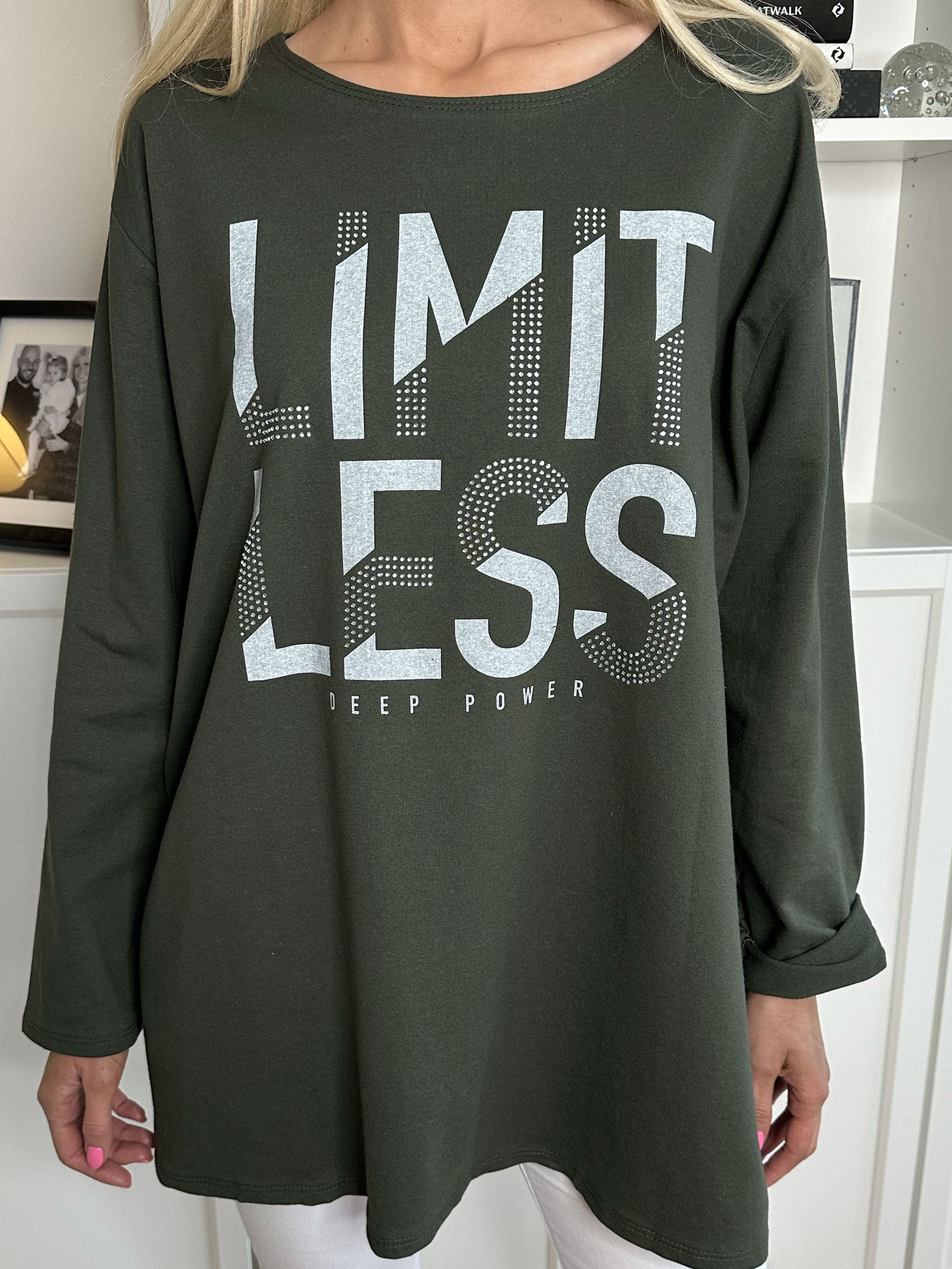 Limitless - Joggingbluse i bomuld med tekst og similisten
